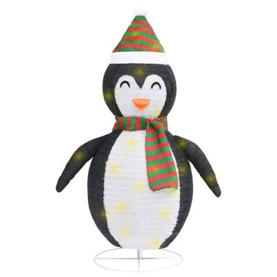 vidaXL Decorative Christmas Snow Penguin Figure LED Luxury Fabric 2 ft Image 1