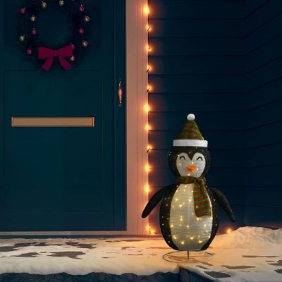 vidaXL Decorative Christmas Snow Penguin Figure LED Luxury Fabric 3 ft Image 1