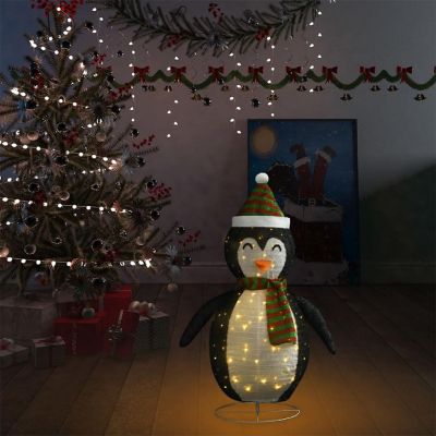 vidaXL Decorative Christmas Snow Penguin Figure LED Luxury Fabric 3 ft Image 3