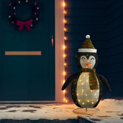 vidaXL Decorative Christmas Snow Penguin Figure LED Luxury Fabric 4 ft Image 1