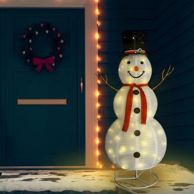 vidaXL Decorative Christmas Snowman Figure LED Luxury Fabric 6 ft Image 1