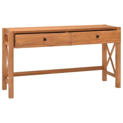 vidaXL Desk with 2 Drawers 55.1"x15.7"x29.5" Teak Wood Image 2