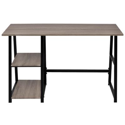 vidaXL Desk with 2 Shelves Gray and Oak Image 2
