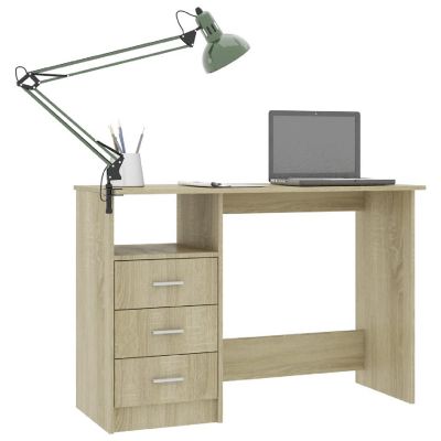 vidaXL Desk with Drawers Sonoma Oak 43.3"x19.7"x29.9" Engineered Wood Image 3