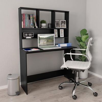 vidaXL Desk with Shelves Black 43.3"x17.7"x61.8" Engineered Wood Image 1