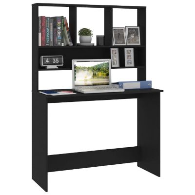 vidaXL Desk with Shelves Black 43.3"x17.7"x61.8" Engineered Wood Image 3