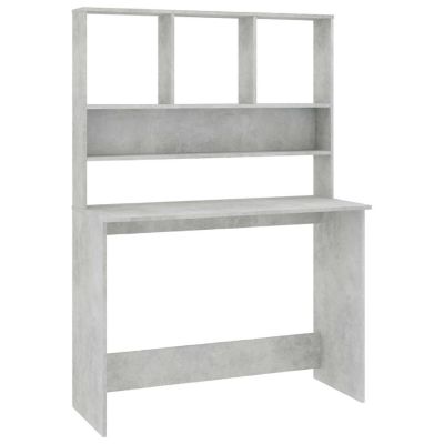 vidaXL Desk with Shelves Concrete Gray 43.3"x17.7"x61.8" Engineered Wood Image 1