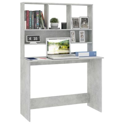 vidaXL Desk with Shelves Concrete Gray 43.3"x17.7"x61.8" Engineered Wood Image 3