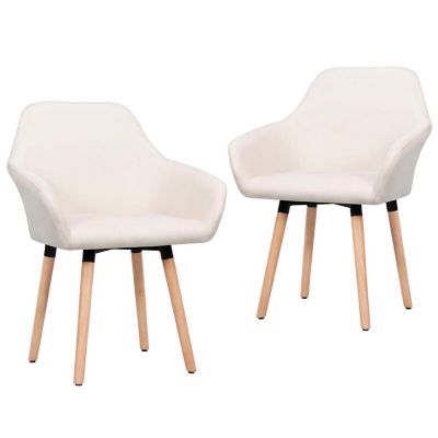 vidaXL Dining Chairs 2 pcs Cream Fabric chairs Image 1
