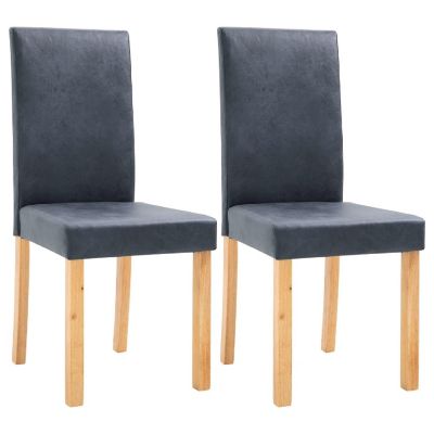 vidaXL Dining Chairs 2 pcs Gray Faux Leather chairs Image 1