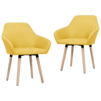 vidaXL Dining Chairs 2 pcs Yellow Fabric chairs Image 1
