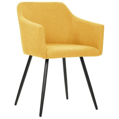 vidaXL Dining Chairs 2 pcs Yellow Fabric dining room furniture Image 2