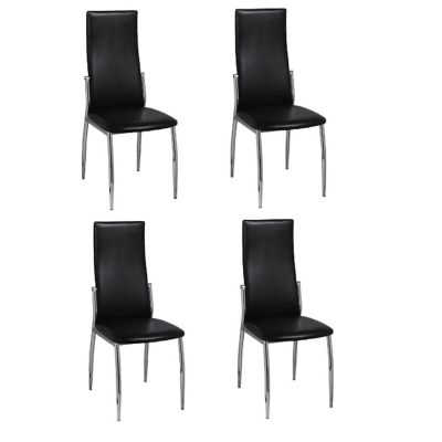 vidaXL Dining Chairs 4 pcs Black Faux Leather dining room chairs Image 2