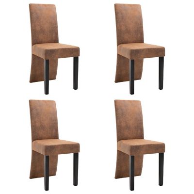 vidaXL Dining Chairs 4 pcs Brown Faux Suede Leather chair Image 1
