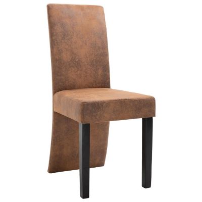 vidaXL Dining Chairs 4 pcs Brown Faux Suede Leather chair Image 3