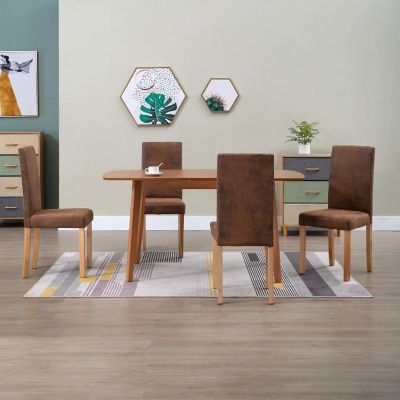 vidaXL Dining Chairs 4 pcs Brown Faux Suede Leather dining room chair Image 1