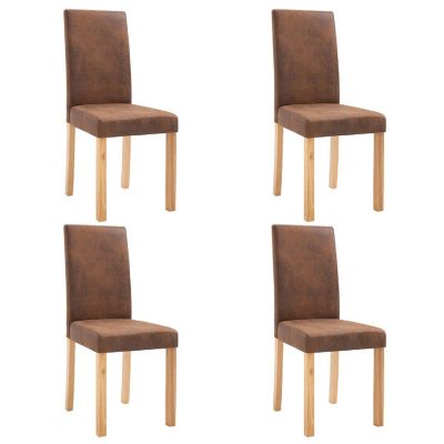 vidaXL Dining Chairs 4 pcs Brown Faux Suede Leather dining room chair Image 2