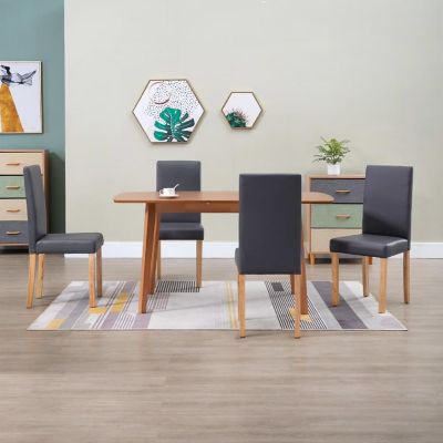 vidaXL Dining Chairs 4 pcs Gray Faux Leather chairs Image 1