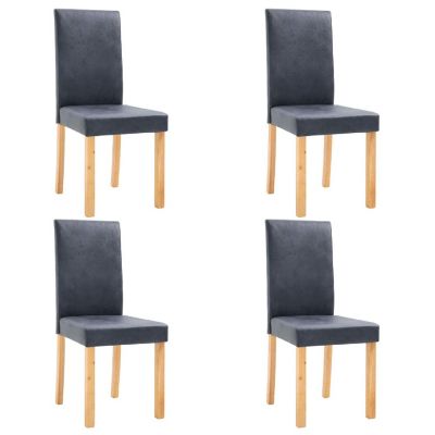 vidaXL Dining Chairs 4 pcs Gray Faux Leather dinner chair Image 1