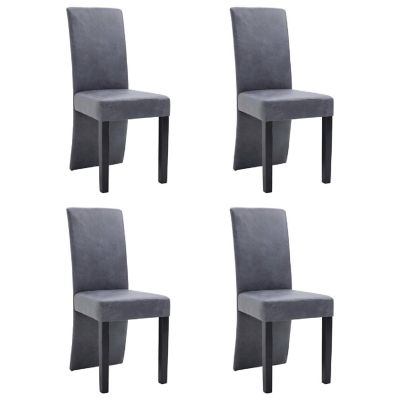 vidaXL Dining Chairs 4 pcs Gray Faux Suede Leather Image 1