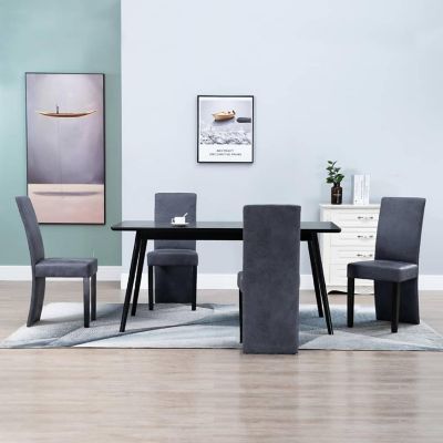 vidaXL Dining Chairs 4 pcs Gray Faux Suede Leather Image 1