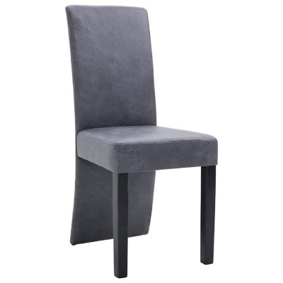 vidaXL Dining Chairs 4 pcs Gray Faux Suede Leather Image 3
