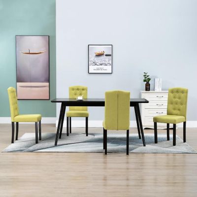 vidaXL Dining Chairs 4 pcs Green Fabric chair Image 1