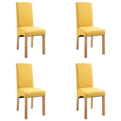vidaXL Dining Chairs 4 pcs Yellow Fabric dinner chair Image 2