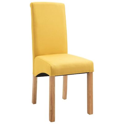 vidaXL Dining Chairs 4 pcs Yellow Fabric dinner chair Image 3