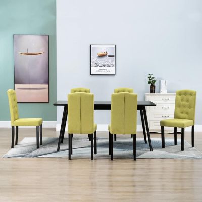 vidaXL Dining Chairs 6 pcs Green Fabric dining room chair Image 1