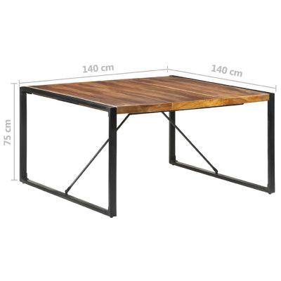 vidaXL Dining Table 55.1"x55.1"x29.5" Solid Wood with Sheesham Finish Image 3
