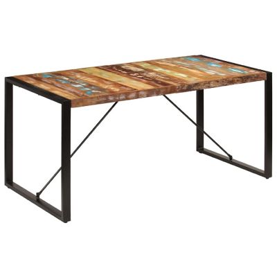 vidaXL Dining Table 63"x31.5"x29.5" Solid Reclaimed Wood Image 1