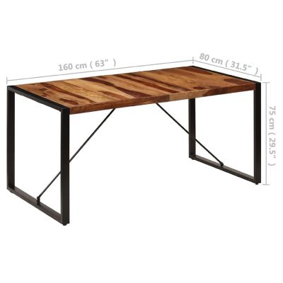 vidaXL Dining Table 63"x31.5"x29.5" Solid Sheesham Wood kitchen table Image 3