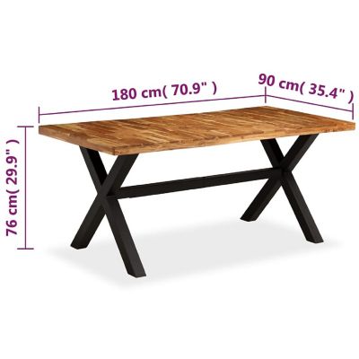 vidaXL Dining Table Solid Acacia and Mango Wood 70.9"x35.4"x29.9" Image 3
