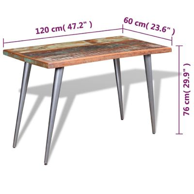 vidaXL Dining Table Solid Reclaimed Wood 47.2"x23.6"x30" Image 3