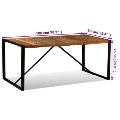 vidaXL Dining Table Solid Reclaimed Wood 70.9" dining room table Image 3