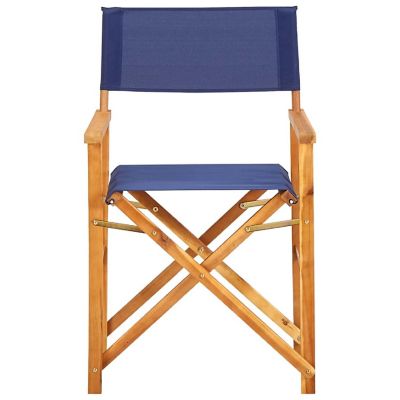 vidaXL Director's Chair Solid Acacia Wood Blue Image 2