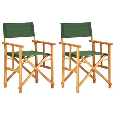 vidaXL Director's Chairs 2 pcs Solid Acacia Wood Green Image 1