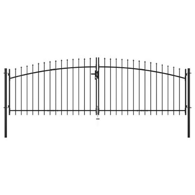 vidaXL Double Door Fence Gate with Spear Top 157.5"x78.7" Image 1