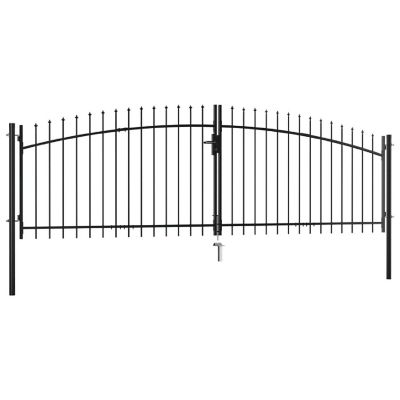 vidaXL Double Door Fence Gate with Spear Top 157.5"x78.7" Image 2