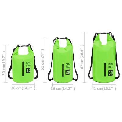 vidaXL Dry Bag with Zipper Green 5.3 gal PVC Image 3