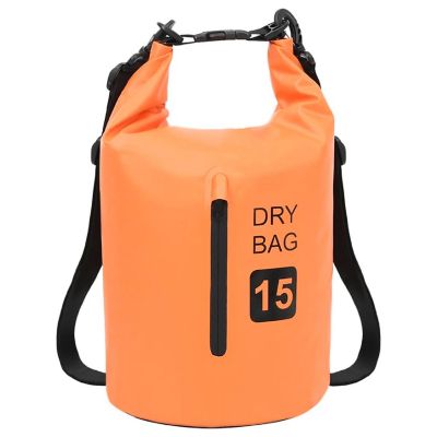 vidaXL Dry Bag with Zipper Orange 4 gal PVC Image 1