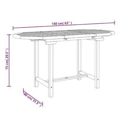 vidaXL Extending Patio Table 43.3"-63"x31.5"x29.5" Solid Wood Teak Image 3