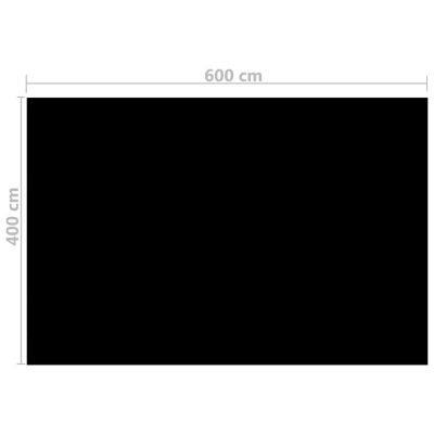 vidaXL Floating Rectangular PE Solar Pool Film 19.8 x 13.1 ft Black Image 1