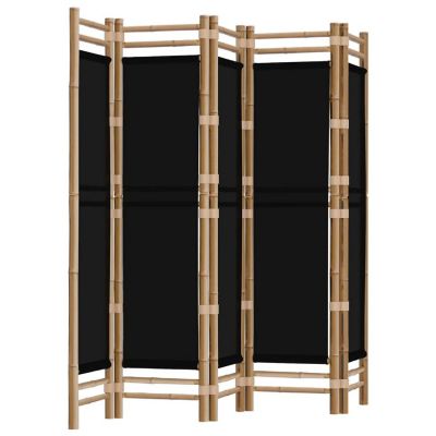 vidaXL Folding 5-Panel Room Divider 78.7" Bamboo and Canvas Image 1