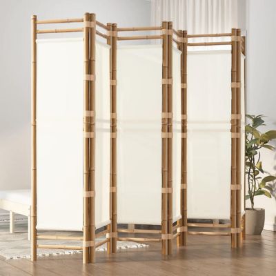vidaXL Folding 6-Panel Room Divider 94.5" Bamboo and Canvas Image 1