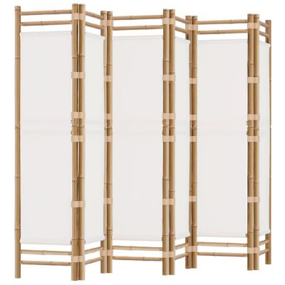 vidaXL Folding 6-Panel Room Divider 94.5" Bamboo and Canvas Image 2