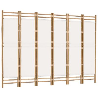 vidaXL Folding 6-Panel Room Divider 94.5" Bamboo and Canvas Image 3