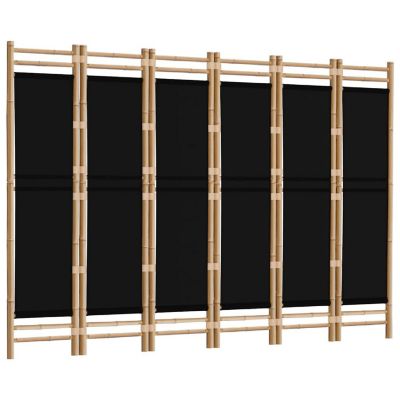 vidaXL Folding 6-Panel Room Divider 94.5" Bamboo and Canvas Image 3