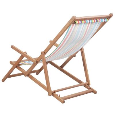 vidaXL Folding Beach Chair Fabric and Wooden Frame Multicolor Image 3